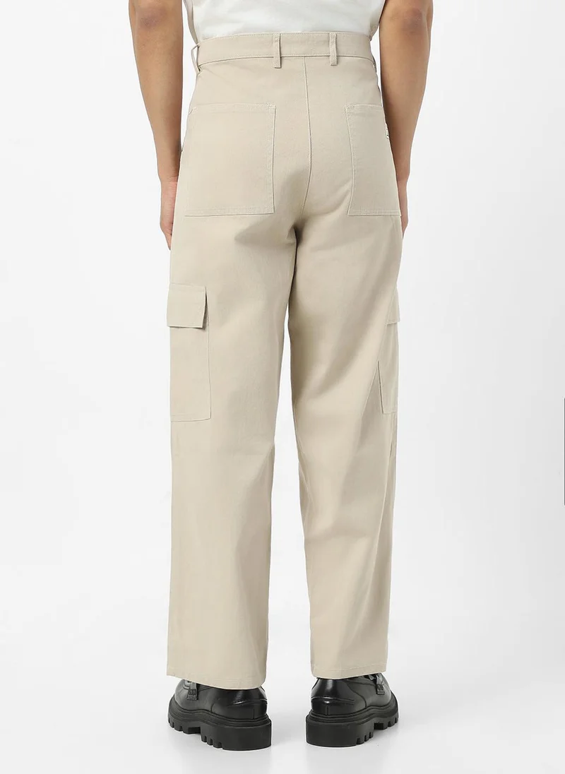 Urbano Fashion  Urbano Fashion Men's Cream Loose Baggy Fit Solid Cargo Chino Pant with 6 Pockets Non-Stretchable for Men | Best Price UAE